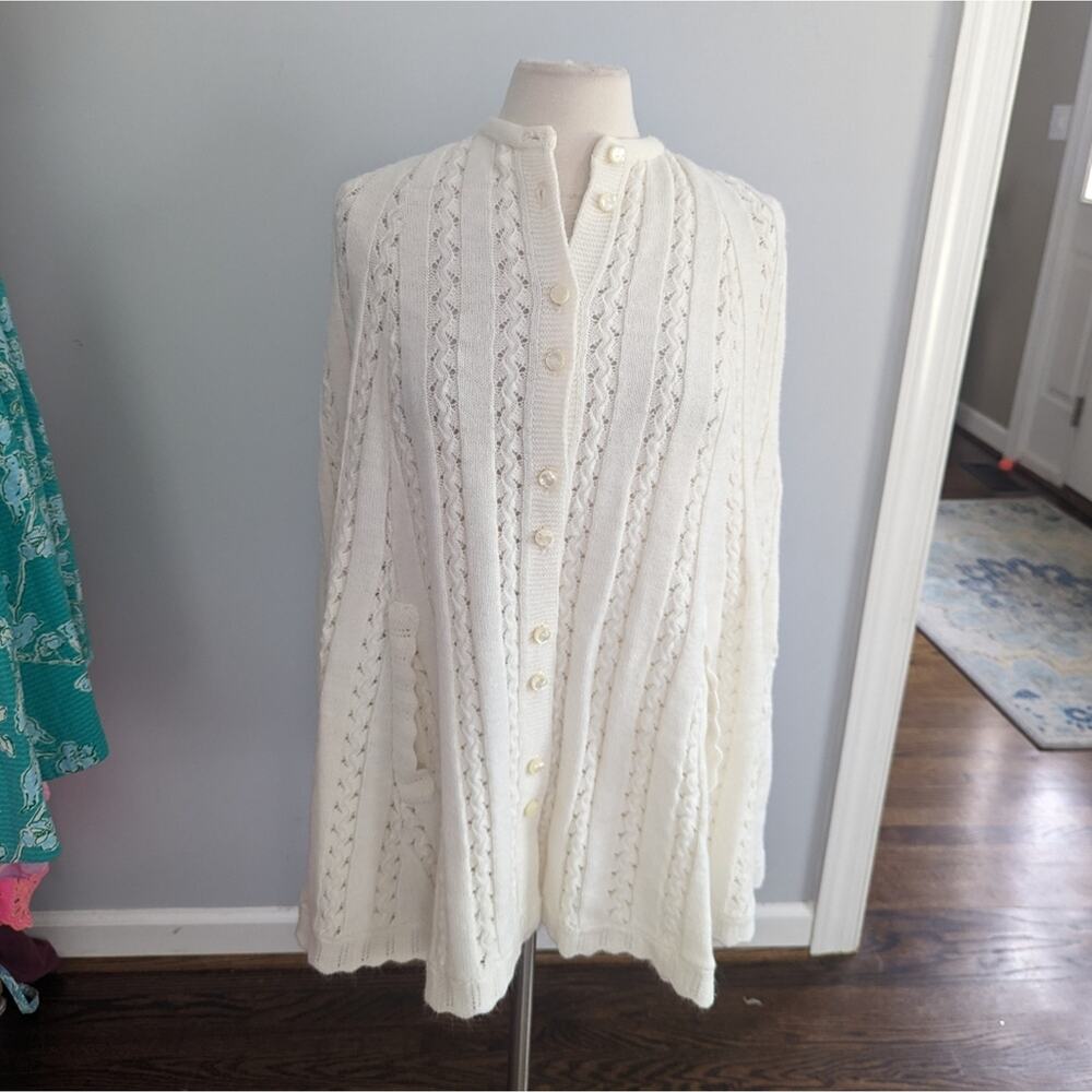 Vintage Rosanna Wintuck White Sweater Poncho One Size